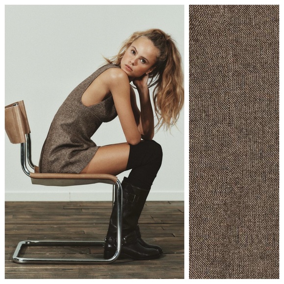 NWOT. Zara Brown Vigore Wool Blend Short Dress. Size S. - Picture 3 of 12
